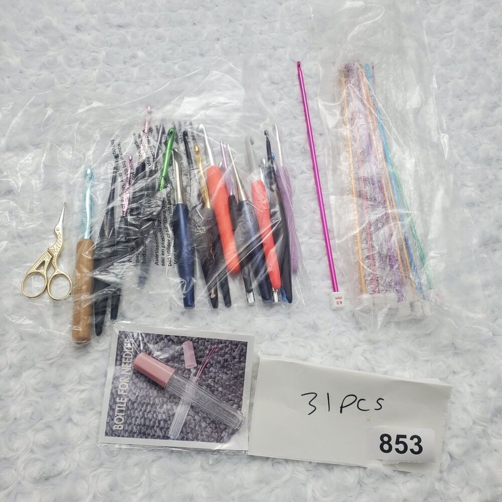 crochet hooks and Afghan Tunisian knitting needles set Multicolor Ergonomic